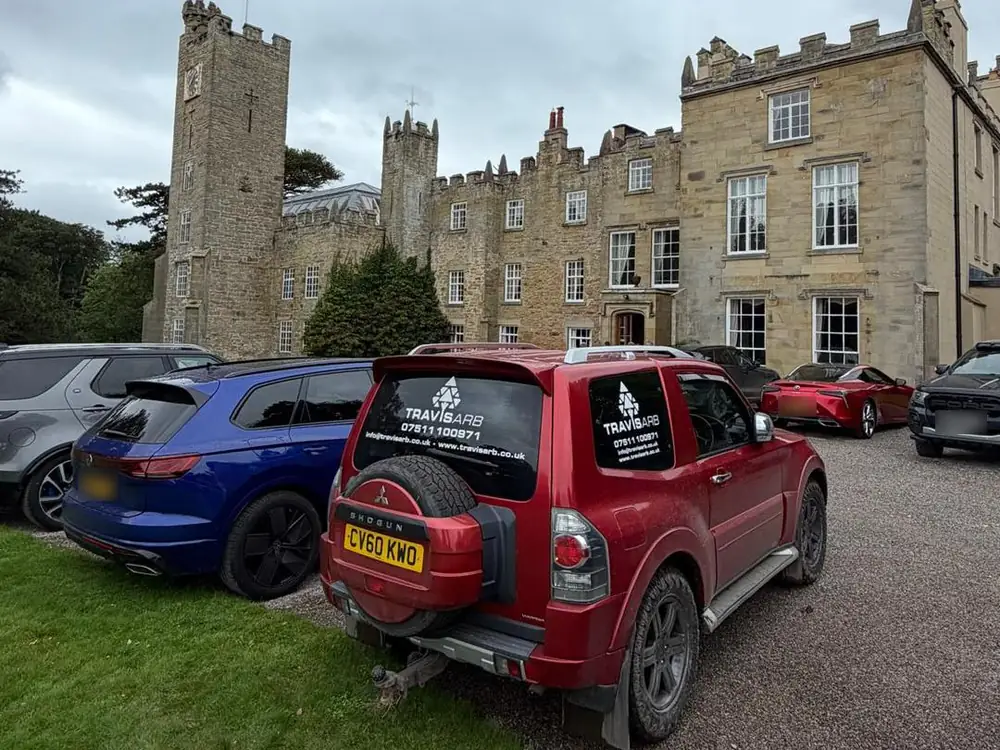The Travis Arb Shogun on the drive at Gyrn Castle, Flintshire